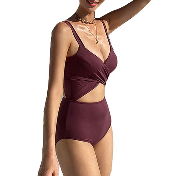 Women's One Piece Swimsuits Tummy Control Cutout High Waisted Bathing Suit Wrap Tie Back 3 Piece Swimsuit - XL