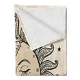 thumbnail image 2 of Sketchy Soft Flannel Fleece Throw Blanket, Sun and Moon Celestial Composition Day`s Cycle Inspiration, Cozy Plush for Indoor and Outdoor Use, 60" x 80", Charcoal Grey Tan, by Ambesonne, 2 of 5
