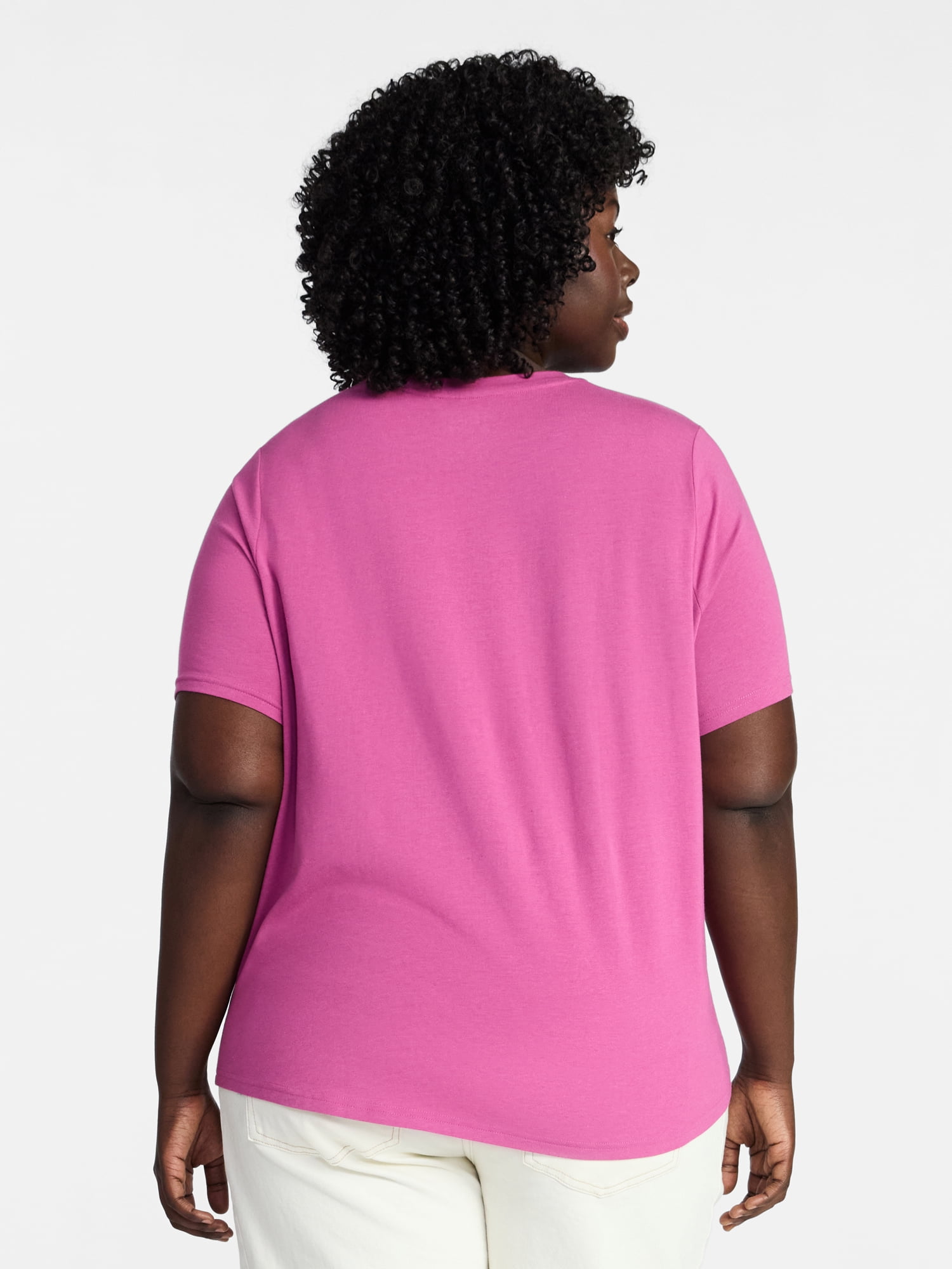 Terra & Sky Women's Plus Size Crewneck Tee with Short Sleeves, Sizes 0X-5X