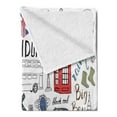 thumbnail image 2 of Hipster Soft Flannel Fleece Blanket, I Love London Double Decker Bus Telephone Booth Cab Crown of United Kingdom Big Ben, Cozy Plush for Indoor and Outdoor Use, 70" x 90", Multicolor, by Ambesonne, 2 of 5