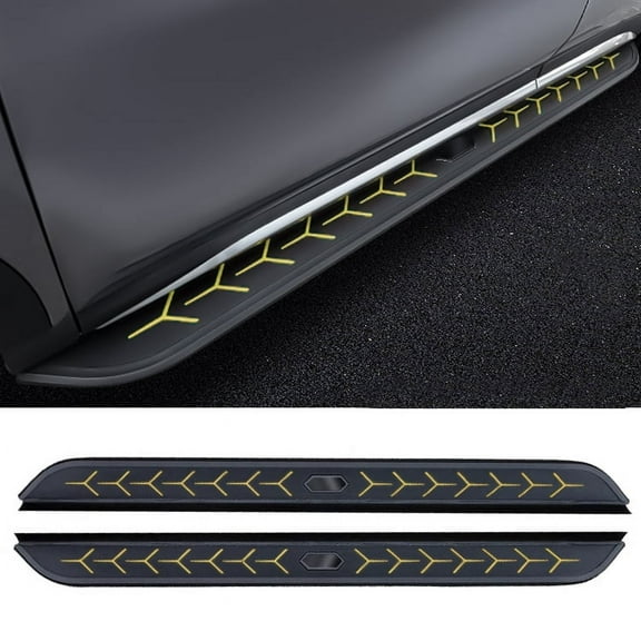 2 pcs Accessories fit for BMW X4 G02 2019-2024 Running Board Aluminium Side Step Nerf bar (with Brackets) Black&Yellow pattern