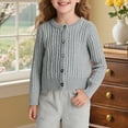 thumbnail image 2 of SGMVNU Girls Winter Warm Sweaters Crewneck Retro Linen Cardigan Knit Cardigan for Boys and Girls Cozy Stylish Childrens Sweater(Size 12-24 Months, Grey), 2 of 7
