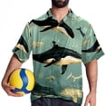 thumbnail image 4 of Whale Men's Short Sleeve Button Down Casual Poplin Shirts for Summer Beach, Printed Design - Unisex, 4 of 6