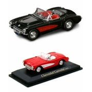 1957 Chevrolet Corvette Convertible Diecast Car Package - Two 1/43 Scale Diecast Model Cars