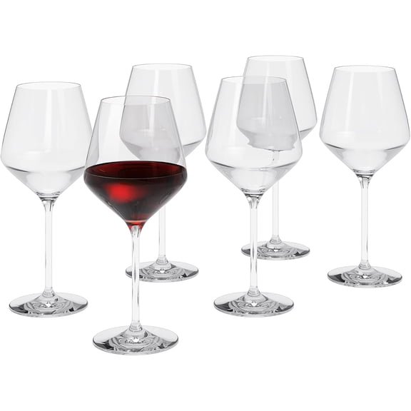 EVA-TRIO | Set of 6 Beautiful Legio Nova Red Wine Glasses | 15.2oz | Made of Lead-free crystal | Dishwasher-safe on a glassware programm