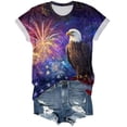 thumbnail image 4 of felwors Women's Patriotic USA Flag & Bald Eagle Fireworks T-Shirt – Short Sleeve Crew Neck Casual 4th of July Tee for Outdoor Gatherings (Dark Blue, M), 4 of 8