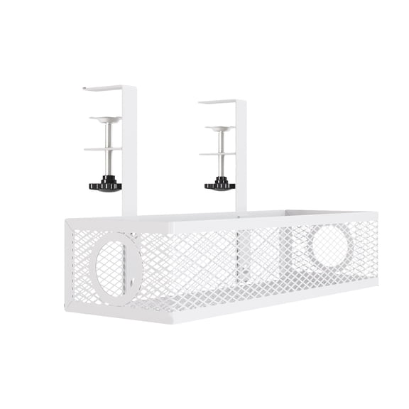 Leodye 1PCS Punch-free Carbon Steel Desk Hanging Basket Adjustable Under-table office Classroom Cable Sundry Storage Shelf -13.39*7.87*4.72in