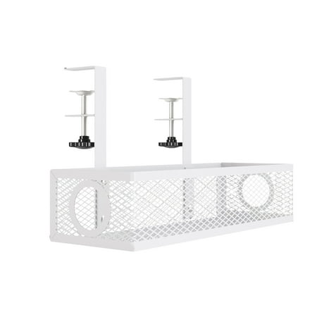 Vikakiooze No Hole Office Iron Under The Table Carbon Steel Storage Hanging Basket Cable Manager Classroom Adjustable Desk Side Shelves