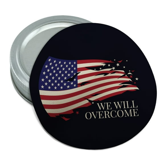 We Will Overcome Flag Stars USA America Round Rubber Non-Slip Jar Gripper Lid Opener
