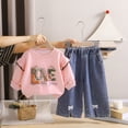 thumbnail image 2 of Toddler Baby Girl Fall Clothes Shirt Long Sleeve Crewneck Sweatshirt Pants Winter Fashion Outfit 2-3 Years, 2 of 9