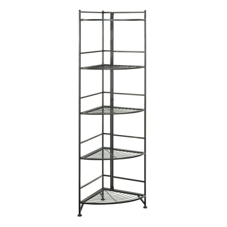 Convenience Concepts Xtra Storage 5 Tier Folding Metal Corner Shelf, Black