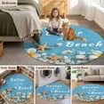 thumbnail image 5 of Sky Blue Coastal Beach Round Area Rug 3.3Ft Washable Circle Rugs for Dining Room Table, Summer Ocean Chic Starfish Flowers Non-Slip Carpet Floor Mats Indoor Outdoor Carpet Runner Aesthetic Home Decor, 5 of 8