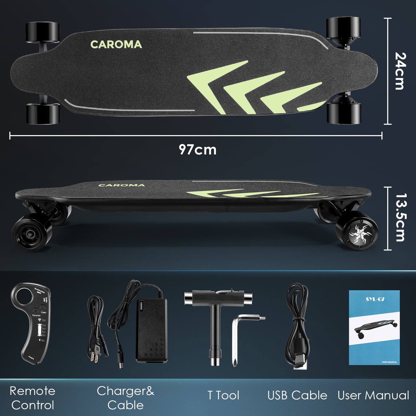 Caroma Electric Skateboard with 350W Motor, 12.4MPH Speed Caroma Electric Skateboard with 350W Motor, 12.4MPH Speed