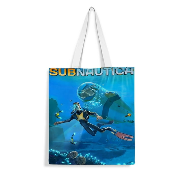 Subnautica Bolso de tela con estampado de lienzo para mujer, bolsa de compras reutilizable y estética, con cremallera interior, regalo para mujer, 35 × 40 cm.