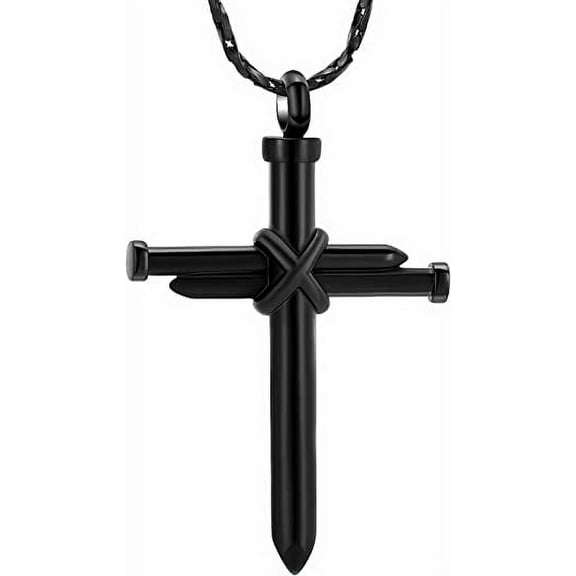 Cross Ashes Necklace Urn Necklace Cross Stainless Steel Cross Memorial Cremation Jewelry Urn Necklace Pendant Keepsake Religious Cross Memorial Ash Jewelry