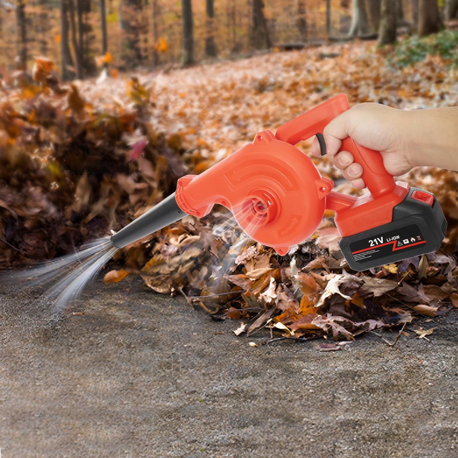 Mini Leaf Blower 2-in-1 Brushless Handheld Blower Vacuum Cleaner 21V Cordless Leaf Blower Compact Electric Leaf Blower for Snow Blowing, Garden Leaf Blowing, Pet Hair