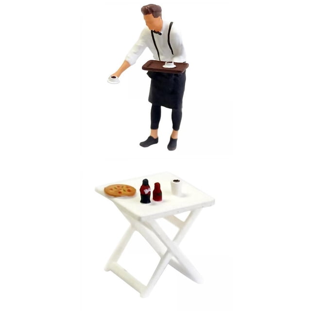 1/64 figura pintada camarero mesa escena en miniatura diseño Diorama