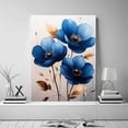 thumbnail image 2 of Mudket Blue with Gold Leaves on Light Background Canvas Wall Art, Framed Ready to Hang, Minimalist Floral Wall Decor for Living Room Bedroom Office, Neutral Botanical Artwork - 12"L x 8"W, 2 of 10