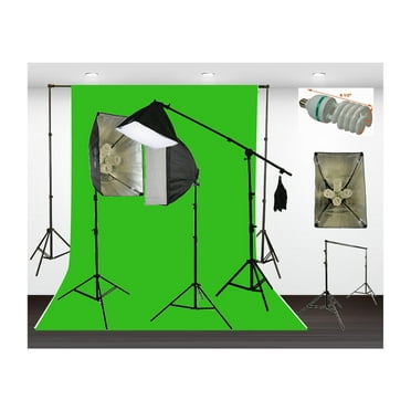 Three Softbox 2700 Watt Photography Video Hair Boom Light Lighting Kit