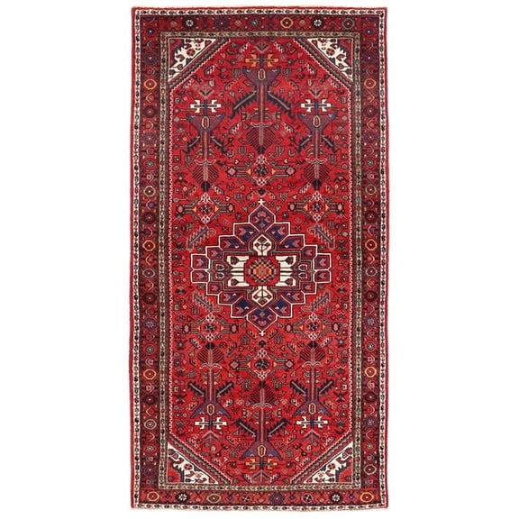 Pasargad Home 046736 Vintage Azerbaijan Blue Wool Area Rug- 4 ft. 7 in.  X 9 ft. 1 in.