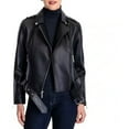 thumbnail image 3 of MICHAEL Michael Kors Womens Moto Genuine Leather Jacket with Belt (Black, M), 3 of 3