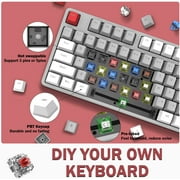 Ajazz AK873 Wired Hot Swappable Mechanical Keyboard, Coiled Cable, 22 RGB Backlit, Classic 3 Color PBT Floating Keycaps, 87% Keyboard with Detachable Magnet Cover, Custom DIY Keyboard