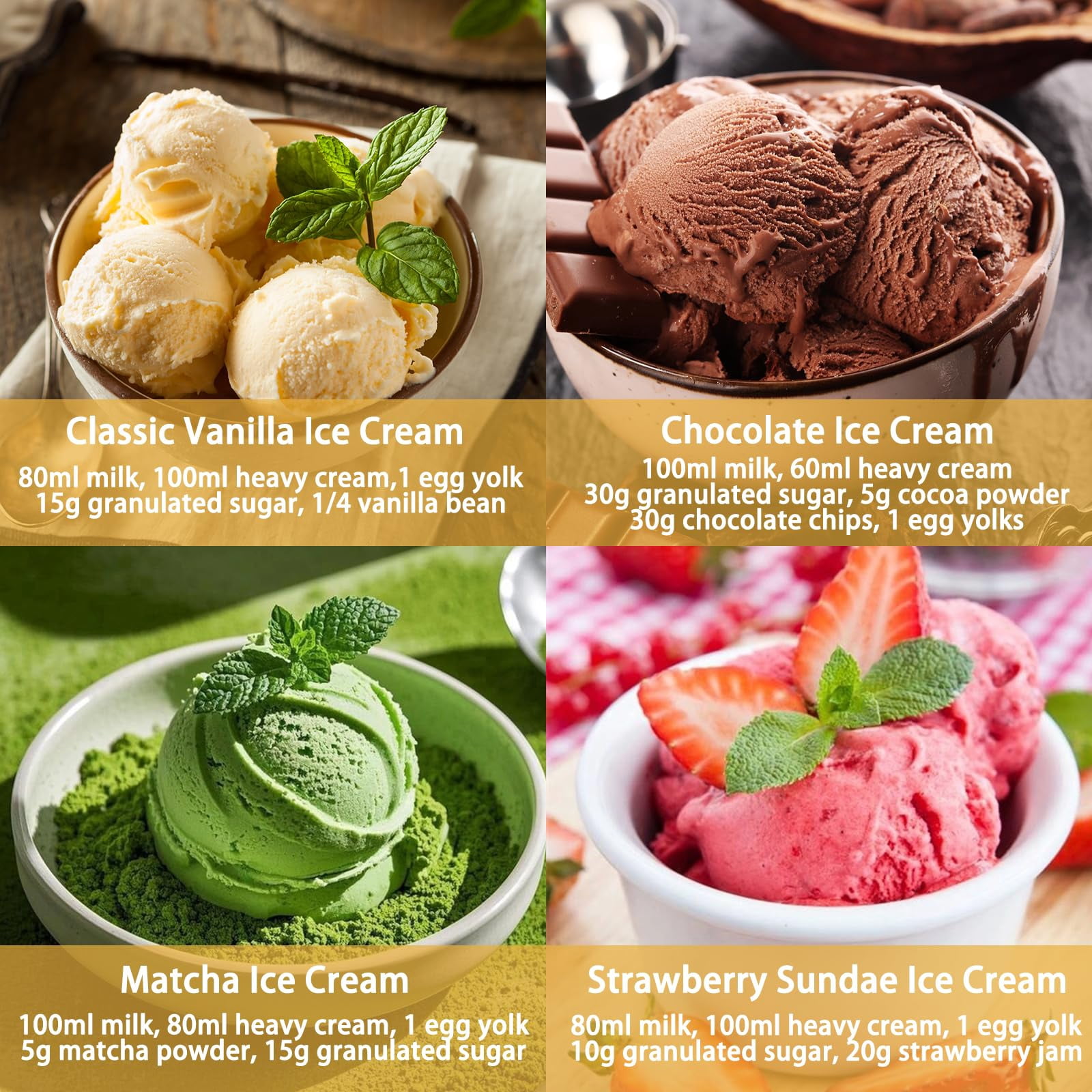 Small Home Mini Ice Cream Maker, Personal Ice Cream Maker, Adjustable Texture & Sweetness, DIY Ingredients Control, 17OZ Electric Gelato & Sorbet Machine, One-Touch Control for Family