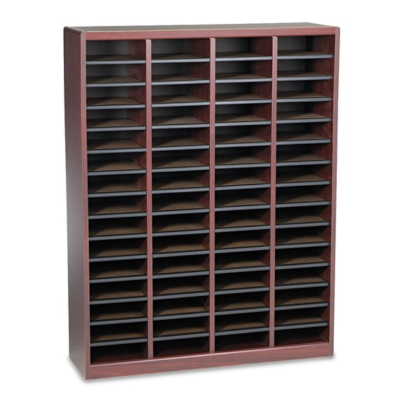 Pemberly Row Mahogany Wood Mail Organizer - 60 Compartments