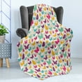 thumbnail image 4 of Butterfly Soft Flannel Fleece Blanket, Colorful Flying Butterfly Silhouettes Fantasy Dreamy Spring Nature Wildlife Theme, Cozy Plush for Indoor and Outdoor Use, 70" x 90", Multicolor, by Ambesonne, 4 of 5