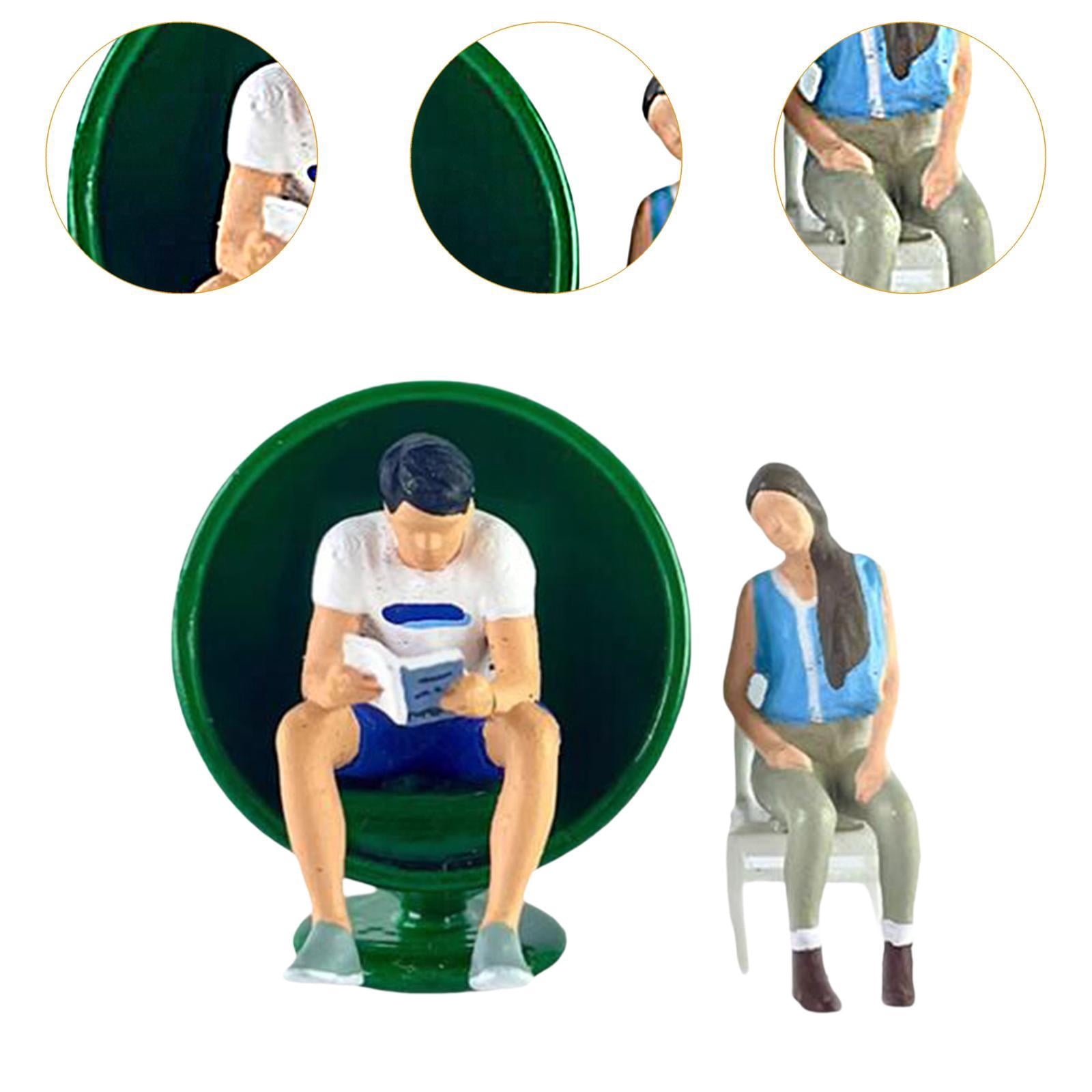 LeeQinersw 2 Pieces Resin 1/64 People Figures DIY Crafts Collectibles Tiny People Model for