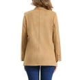 thumbnail image 3 of INSPIRE CHIC Women's Blazer Lapel Collar One Button Faux Suede Dressy Suit Jacket XS Khaki, 3 of 6