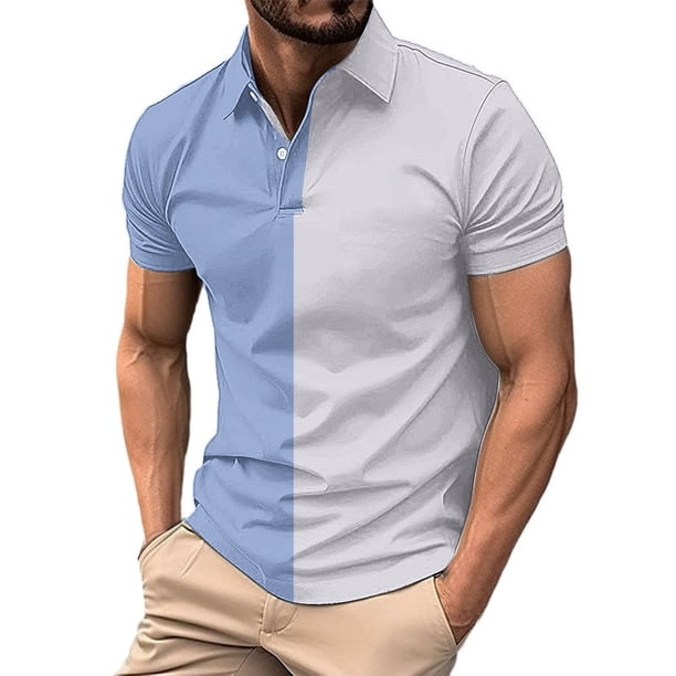 Los Hombres de Manga Corta Botón Arriba de la Camisa de la Impresión Del Suéter de la Camisa de Cuello de Vuelta, Poliéster
