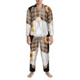 thumbnail image 3 of Logiee Sunflower Gnomes 4 Print Mens Long Sleeve Pajama Set,Notched Collar Pajamas for Men, Men's Sleepwear,Mens Sleepwear with Pockets & Button Down-X-Large, 3 of 7
