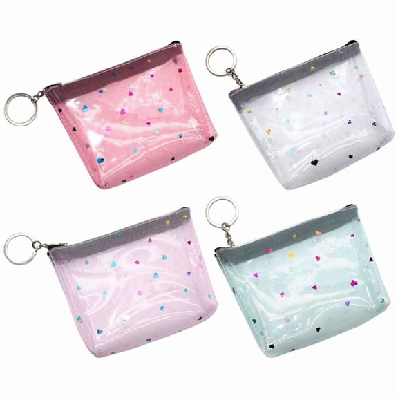 GASTROPOD 2026 New 4Pcs Small Purses Clear Coin Purse Small Wallet Zipper Wallet Women Change Purse for Shopping,Travel,School,Daily Use,Party
