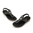 thumbnail image 5 of DREAM PAIRS Women's Comfortable Dressy Flat Sandals Rhinestone Elastic T-Strap Thong Sandals for Summer Beach, 5 of 5