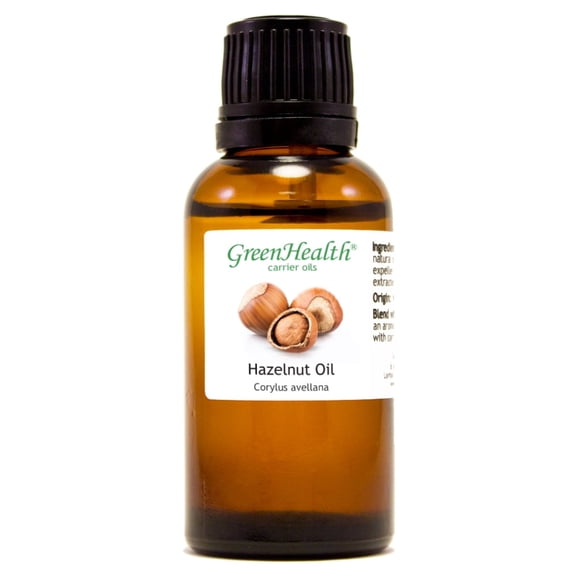 GreenHealth Hazelnut Carrier Oil 1 fl oz Amber Glass Bottle with Euro Dropper