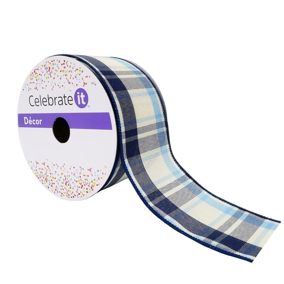 12 Pack: 2.5" x 25ft. Wired Plaid Ribbon by Celebrate It Decor