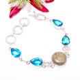 thumbnail image 2 of Chrome Chalcedony / Mtorolite, Blue Topaz 925 Sterling Silver Bracelet 7.99" B17, 2 of 3