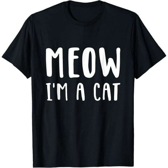 Meow I'm a cat funny lazy animal halloween costume T-Shirt men and women can wear, black, white, gifts