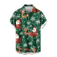 thumbnail image 5 of SERTG Men's Christmas Print Short Sleeve Shirt Lapel Collar Button Front Resort Casual Hawaiian Shirt Men Christmas Gifts Tops(Army Green,2XL), 5 of 6