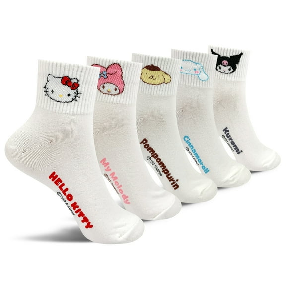 Hello Kitty Official Licensed Women's Ankle Sock , Cute Character Design, 5 pack Set Collection