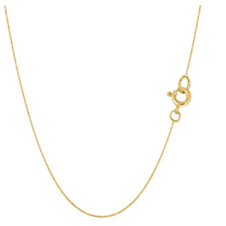 14k 18 Yellow Gold 0.4mm Classic Box Chain with Spring Ring Clasp