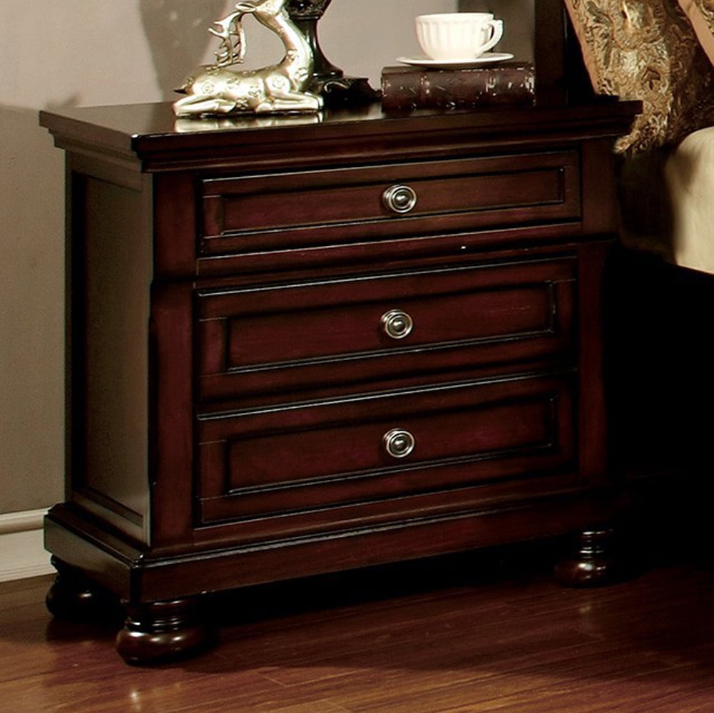 Furniture Of America Cm7682n Dark Cherry Finish Nightstand With Usb Power Outlet Walmart Com Walmart Com