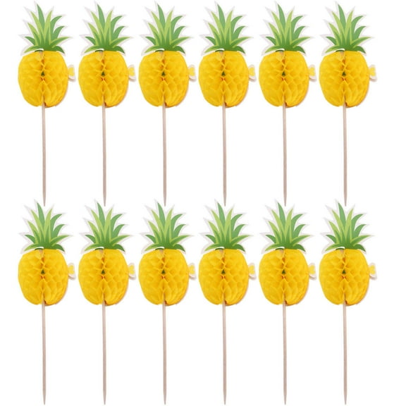 YOSADIER 50pcs Disposable Bamboo Picks for Drinks Party Favors with Honeycomb Pineapple Pattern