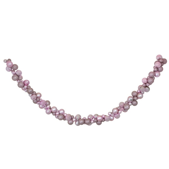 Northlight 3-Finish Shatterproof Ball Christmas Garland - 6' x 3.5" - Pink - Unlit