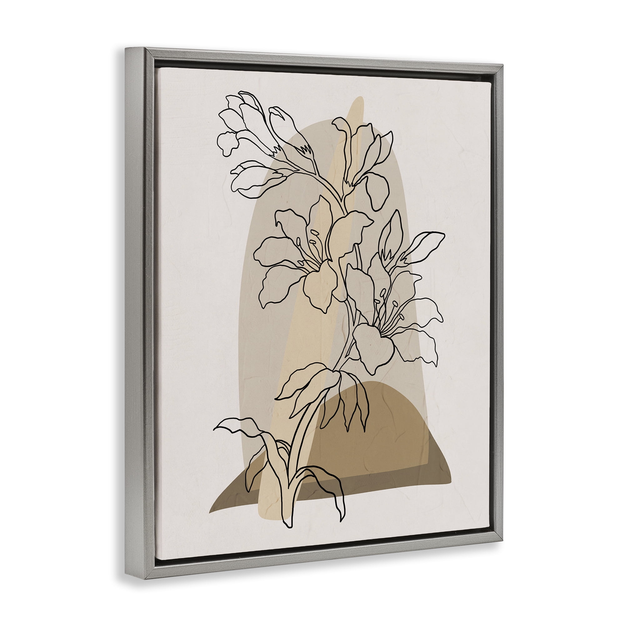 Stupell Industries Boho Lily Impression Botanical & Floral Painting Gray Floater Framed Art Print Wall Art, 17 x 21