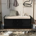 thumbnail image 2 of Banc de Rangement avec 4 Portes et Tablettes Ajustables, Banc de Rangement pour Chaussures pour Entrée, Salon, Vestiaire (Noir), 2 of 8