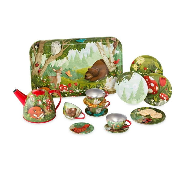 Woodland Tin Tea Set for Kids
