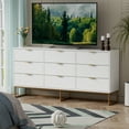thumbnail image 2 of Eclife Wood 9-Drawers Dressers, Herringbone Texture Chest of Drawers TV Stand for Adult Bedroom, White, 2 of 8