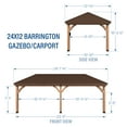 thumbnail image 3 of Backyard Discovery Barrington 24' x 12' Cedar Wood Gazebo, Galvanized Steel Roof, PowerPort, 3 of 13